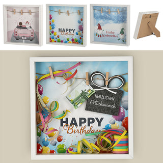 Bilderrahmen DIY Geldgeschenk Hochzeit / Geburtstag / Weihnachten Jahrestag Brautpaar Hochzeitspaar Rahmen Geschenk Wäscheklammer