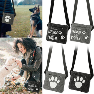 Hunde Leckerli Tasche Spruch "Pfote"/"BestFriends" hellgrau/anthrazit 22,5x19x1,5cm