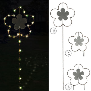 Gartenstecker LED "Blume" H:30/40100cm Eisen batteriebetrieben 6/18 Timer 20/30/35 warmweiße LEDs Gartenlicht Outdoorbeleuchtung