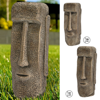 Moai Kopf Statute gold H:26/41 cm Terracotta Büste Skulptur Dekofigur Steinstatue Osterinsel Gartenfigur Steinkopf
