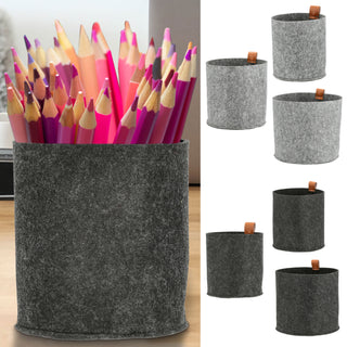 Filzkorb 3er Set Aufbewahrungskorb hell-/dunkelgrau S:Ø15x17cm;M:Ø19,5x20,5cm;L:Ø23x22cm PVC Schlaufe Henkelkorb Filzkorb Körbchen Ordnungskorb