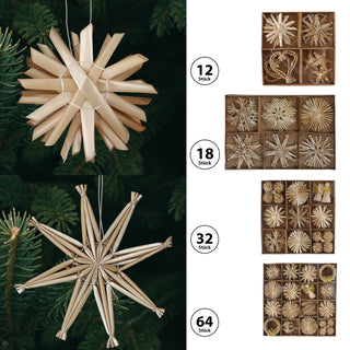 12/18/32/74 Strohsterne Set 4/5/6/9 Motive Strohschmuck Stern Herz Engel Zapfen Kugel Christbaumschmuck Weihnachtsdekoration Stroh Baumschmuck