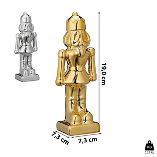 Deko Nussknacker Dolomit H19cm gold/silber Dekofigur Weihnachtsdekoration Figur Skulptur