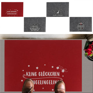 Fussmatte Weihnachtsmotiv Verschiedene Sprüche bestickt Filz grau/rot 60x40cm Fußabstreifer Schmutzfangmatte Türvorleger Fußabtreter