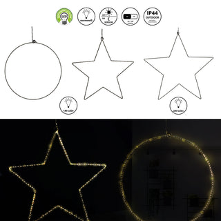 LED Ring / Stern Deluxe Ø37/40/55cm 180/280 LEDs zum Aufhängen Metallstern Weihnachtsstern Leuchtring / LeuchtsternGartendekoration