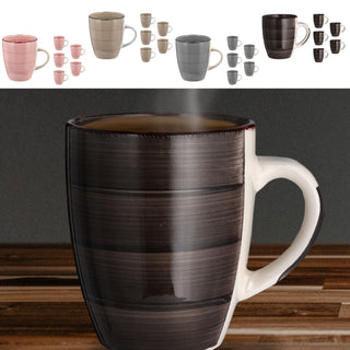6x Kaffeebecher Steingut Farbwahl 360ml 9x11cm Tasse Becher Henkeltasse  Kaffeetasse Teetasse
