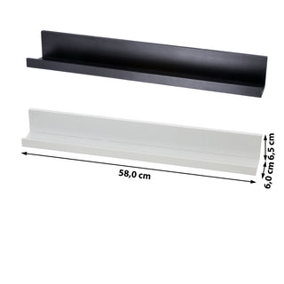 Bilderleiste weiß/schwarz 58cm MDF Leiste Brett Wandregal Regal Board Wandboard Schweberegal