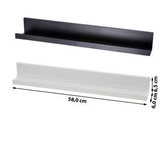 Bilderleiste weiß/schwarz 58cm MDF Leiste Brett Wandregal Regal Board Wandboard Schweberegal