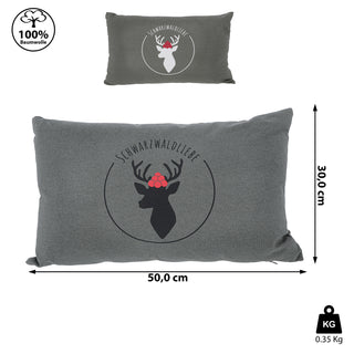 Sofakissen "Schwarzwaldliebe" 50x30cm Hirsch weiß/schwarz 280g Füllung grau Sofakissen Kuschelkissen Herz Dekokissen Reißverschluss waschbar