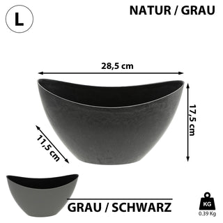 Deko Schale oval grau/schwarz|Schiefernoptik Größenwahl Kunststoff Pflanzschale Snackschale Obstschale