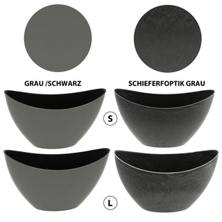 Deko Schale oval grau/schwarz|Schiefernoptik Größenwahl Kunststoff Pflanzschale Snackschale Obstschale