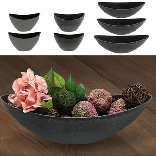 Deko Schale oval grau/schwarz|Schiefernoptik Größenwahl Kunststoff Pflanzschale Snackschale Obstschale