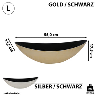 Deko Schale oval gold|silber/schwarz Größenwahl Kunststoff Pflanzschale Snackschale Obstschale