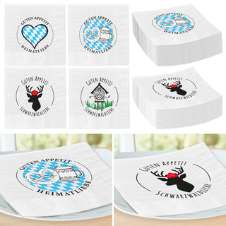 Servietten Heimatliebe Bier und Brezel 80er Set 33x33cm Papierserviette stoffähnlich Tuch Partyzubehör