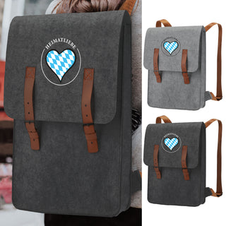 Rucksack aus Filz "Heimatliebe" hell-/dunkelgrau Gurt Riemen 27,5x37x10cm Stickerei Tasche Beutel Aufbewahrung