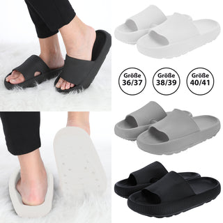 Wolken Slipper weiß/grau/schwarz Größenwahl EVA Kunststoff antibakteriell Wolkenschuhe Hausschuhe Laufkomfort flexible Sohle gelenkschonend
