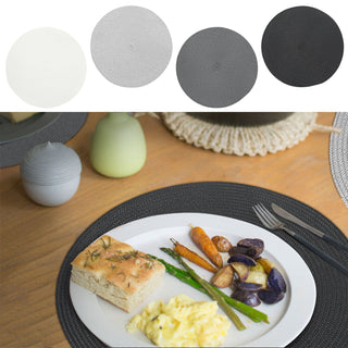 Tischset rund Flechtmuster 12er Set weiß/silber/grau/schwarz Ø38cm Polypropylen Ø38cm Tischset Platzmatte Spiraloptik abwaschbar