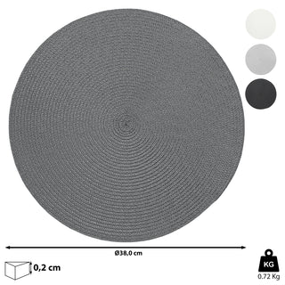Tischset rund Flechtmuster 12er Set weiß/silber/grau/schwarz Ø38cm Polypropylen Ø38cm Tischset Platzmatte Spiraloptik abwaschbar