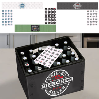 Bierkasten Banderole verschiedene Sprüche Papier L140cm DIY Bastelset für Bierkiste 24 Sticker Männergeschenk