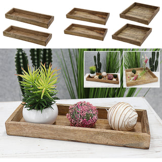 Dekoschale 2er Set Mangoholz natur Größenwahl Servierschale Tablett Dekotablett Holzplatte Schale