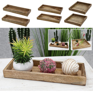 Dekoschale 2er Set Mangoholz natur Größenwahl Servierschale Tablett Dekotablett Holzplatte Schale
