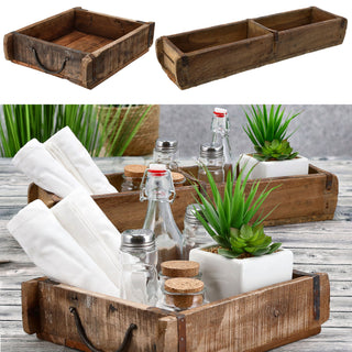 Holzkiste Ziegelform Altholz 30x25/60x15 Upcycling Buche Used Look Kiste Box Dekokiste Holzbox Metallhenkel