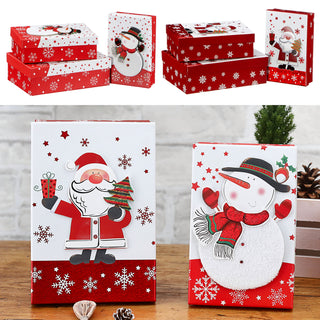 Boxenset 3er Set 'Nikolaus/Schneemann' 3D-Optik 3 Größen Karton Weihnachtsgeschenke Geschenkboxen Schachteln Boxen Verpackung