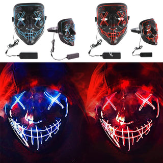 LED Hallowen Maske Lichteffekte rot/blau 18x20x9cm 2xAA Batterie 3 Leuchtvarianten Vollgesichtsmaske Leuchtmaske