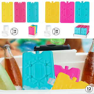 Kühlakkus 12er Set bunt sortiert 16x10x1cm / 25x14x1cm Kühlelemente wiederverwendbar Coolpacks Kühltasche Kühlbox Kühlpack