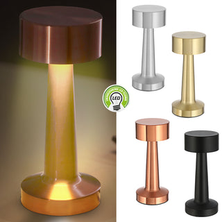 LED Tischleuchte silber / gold / kupfer / schwarz Eisen 9x21cm Touchfunktion 3 Weißtöne USB Kabel dimmbar Dekolampe Tischbeleuchtung