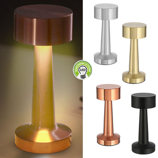 LED Tischleuchte silber / gold / kupfer / schwarz Eisen 9x21cm Touchfunktion 3 Weißtöne USB Kabel dimmbar Dekolampe Tischbeleuchtung