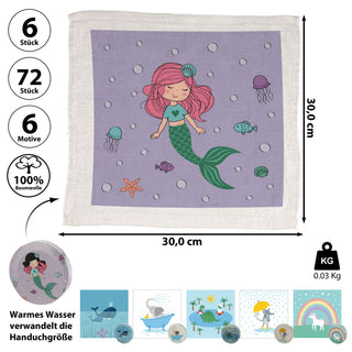 6/72x Magisches Handtuch 6 Motive 30x30cm Baumwolle Waschlappen Zaubertuch Zauberhandtuch Tuch