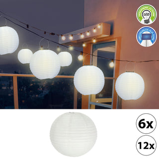 6/12xPapierlampion 12er Set Papier 6xØ:30/35cm / 12xØ:25cm weiß Laterne Lampion Ballon Gartendeko Party Papierlaterne Papierlampenschirm