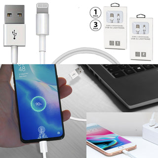 1/3x Ladekabel USB to Lightning 1 oder 2 m 5V 2A 10Watt 100-200HZ Kunststoff weiß Datenkabel Ladekabel USB-Kabel