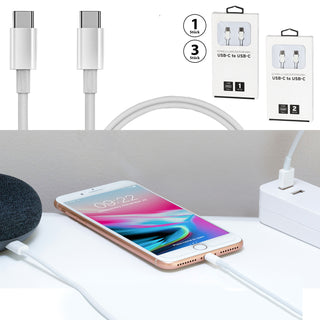 1/3x Ladekabel USB-C to USB-C 1m oder 2m 5V 2,4A 15Watt 100-200HZ Kunststoff weiß Datenkabel Ladekabel USB-Kabel