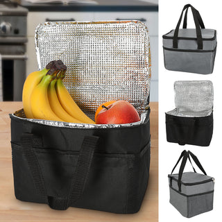 Kühltasche 9 Liter grau/schwarz 25x20x17,5cm Polyester 600D Aluminium Kühlbox Thermotasche Reißverschluss