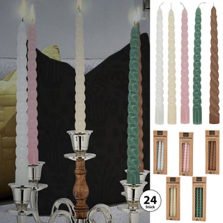 Stabkerze 'Twisted' 24er Set Farbwahl H20cm Paraffin Kerze gedreht Dekokerze Wachskerze Spiratkerze