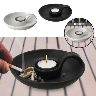 Teelichthalter Aschenbecher Porzellan weiß Ø15,5x5cm Kerzenständer Teelicht Kerze Ascher Raucherzubehör Tischdekoration