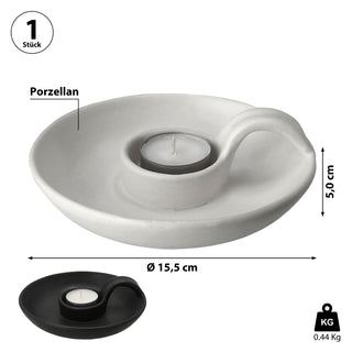 Teelichthalter Aschenbecher Porzellan weiß Ø15,5x5cm Kerzenständer Teelicht Kerze Ascher Raucherzubehör Tischdekoration