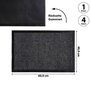 1/4x Fußmatte Läufer 40x60cm grau Polyamid Gummi Schmutzfangmatte Schmutzfänger Sauberlaufmatte Innen