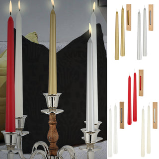 Stabkerze 2er Set weiß/creme/rot/silber/gold 2x19cm Paraffin Dekokerze Kerze glänzend Spitzkerze Leuchterkerzen Wachskerze Echtwachs