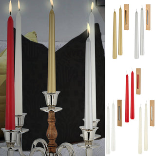 Stabkerze 2er Set weiß/creme/rot/silber/gold 2x19cm Paraffin Dekokerze Kerze glänzend Spitzkerze Leuchterkerzen Wachskerze Echtwachs
