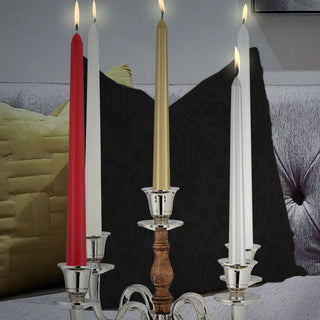 Stabkerze 2er Set weiß/creme/rot/silber/gold 2x19cm Paraffin Dekokerze Kerze glänzend Spitzkerze Leuchterkerzen Wachskerze Echtwachs