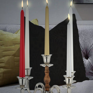 Stabkerze 2er Set weiß/creme/rot/silber/gold 2x19cm Paraffin Dekokerze Kerze glänzend Spitzkerze Leuchterkerzen Wachskerze Echtwachs
