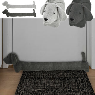 Zugluftstopper Hund hellgrau/dunkelgrau 85x20x10cm Polyester Luftzugstopper Türstopper Zugluftrolle Windstopper