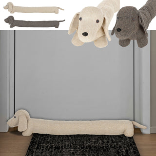 Zugluftstopper Hund beige/braun 85x20x10cm Polyester Luftzugstopper Türstopper Zugluftrolle Windstopper