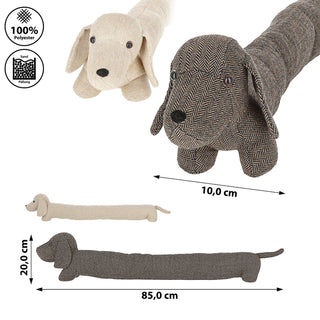 Zugluftstopper Hund beige/braun 85x20x10cm Polyester Luftzugstopper Türstopper Zugluftrolle Windstopper