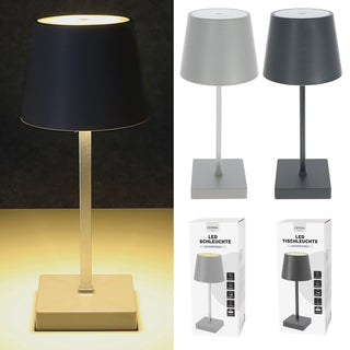 LED Tischleuchte grau / anthrazit 17 LEDs 8,5x32cm ABS PS Touchfunktion batteriebetrieben warmweiß 3 Helligkeitsstufen 7 Lumen Tischbeleuchtung