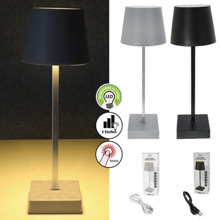LED Tischleuchte hellgrau/schwarz 17 LEDs 8,5x32cm USB Ladefunktion Touchfunktion 3 Helligkeitsstufen 35 Lumen Tischbeleuchtung