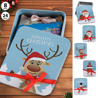 8/24x Geschenkdosen 8er Set 4 Weihnachtsmotive Metall 11,5x9x1,5cm bunt rechteckig Dose Verpackung Geschenkbox